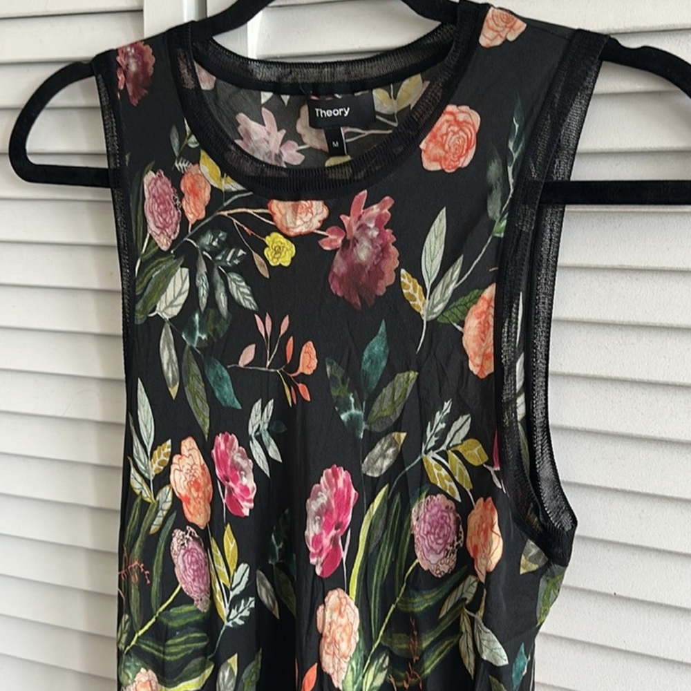 Theory Silk Combo Floral Dress Size Medium - Picture 11 of 12
